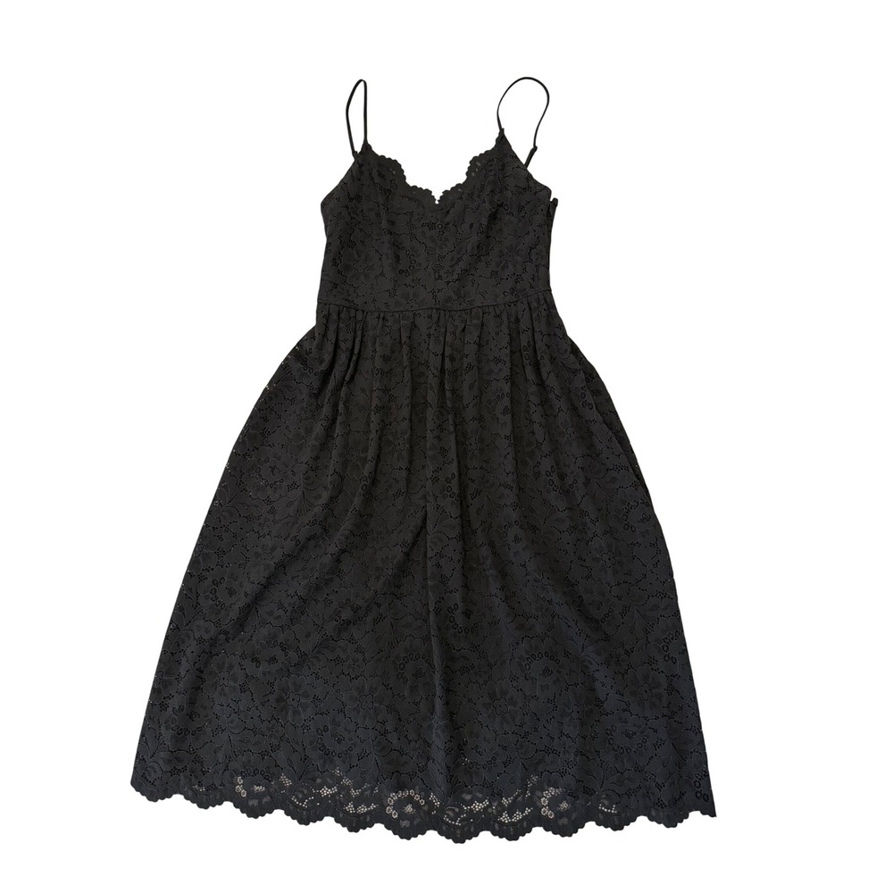 Express Black Floral Lace Midi Dress NWT Scalloped V-Neck Party Holiday Size M